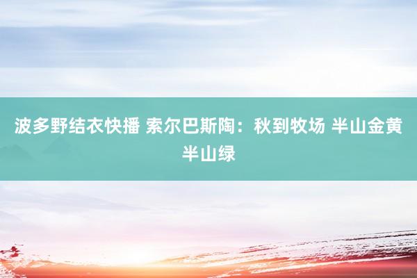 波多野结衣快播 索尔巴斯陶：秋到牧场 半山金黄半山绿