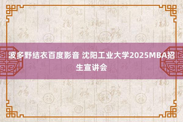 波多野结衣百度影音 沈阳工业大学2025MBA招生宣讲会