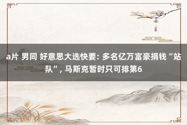 a片 男同 好意思大选快要: 多名亿万富豪捐钱“站队”， 马斯克暂时只可排第6
