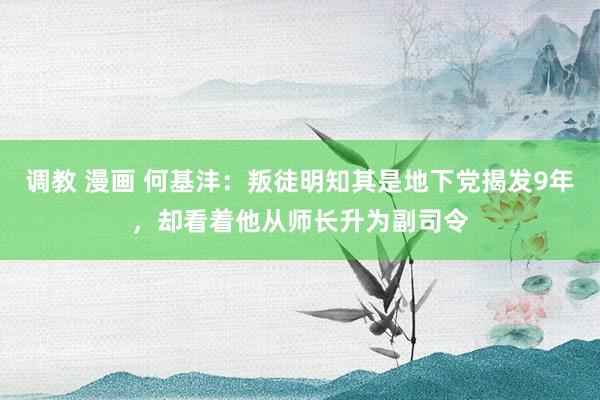 调教 漫画 何基沣：叛徒明知其是地下党揭发9年，却看着他从师长升为副司令