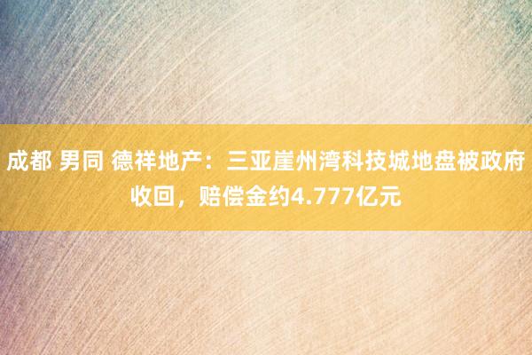 成都 男同 德祥地产：三亚崖州湾科技城地盘被政府收回，赔偿金约4.777亿元