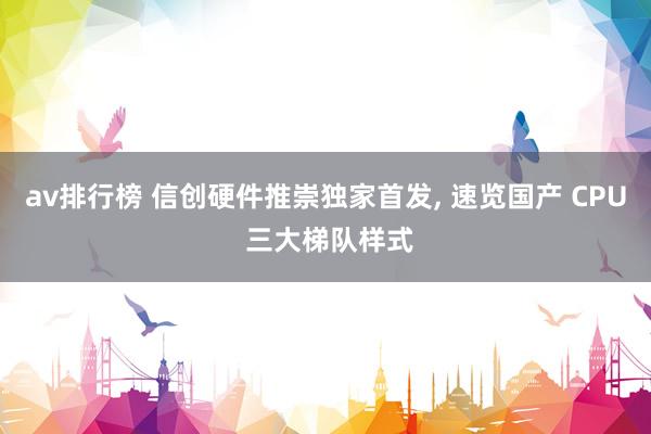 av排行榜 信创硬件推崇独家首发， 速览国产 CPU 三大梯队样式
