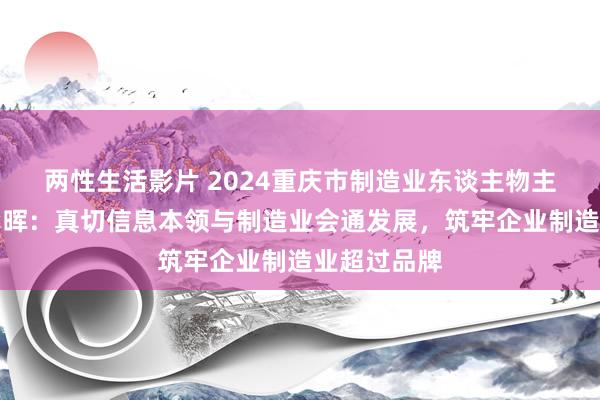 两性生活影片 2024重庆市制造业东谈主物主题宣传｜龚晖：真切信息本领与制造业会通发展，筑牢企业制造业超过品牌