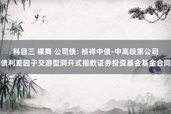科目三 裸舞 公司债: 祯祥中债-中高级第公司债利差因子交游型洞开式指数证券投资基金基金合同
