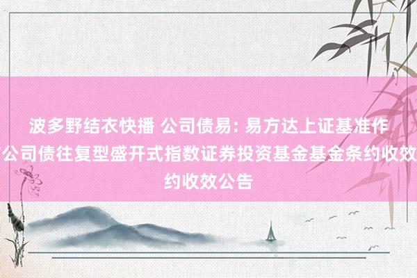 波多野结衣快播 公司债易: 易方达上证基准作念市公司债往复型盛开式指数证券投资基金基金条约收效公告