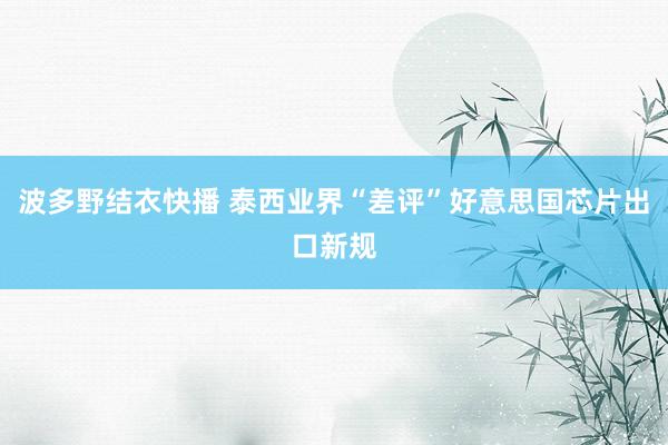 波多野结衣快播 泰西业界“差评”好意思国芯片出口新规