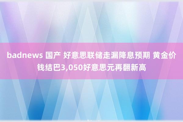 badnews 国产 好意思联储走漏降息预期 黄金价钱结巴3，050好意思元再翻新高