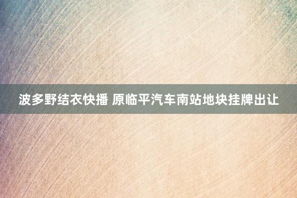 波多野结衣快播 原临平汽车南站地块挂牌出让