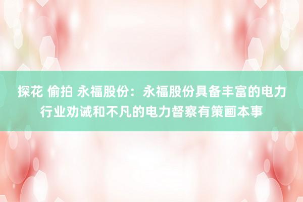 探花 偷拍 永福股份：永福股份具备丰富的电力行业劝诫和不凡的电力督察有策画本事