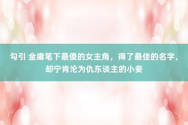勾引 金庸笔下最傻的女主角，得了最佳的名字，却宁肯沦为仇东谈主的小妾