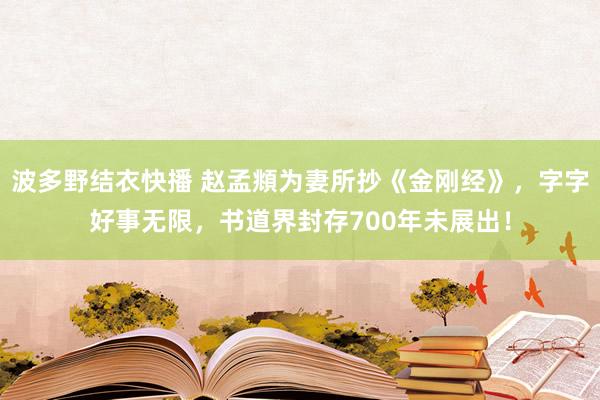 波多野结衣快播 赵孟頫为妻所抄《金刚经》，字字好事无限，书道界封存700年未展出！