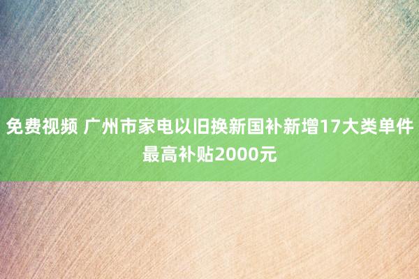 免费视频 广州市家电以旧换新国补新增17大类单件最高补贴2000元