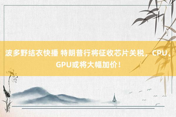波多野结衣快播 特朗普行将征收芯片关税，CPU、GPU或将大幅加价！