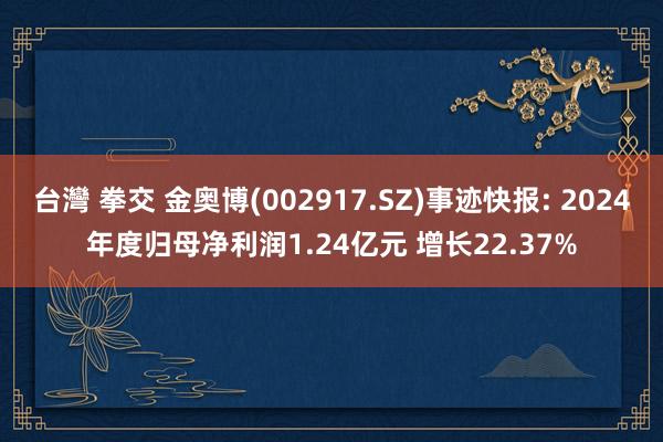 台灣 拳交 金奥博(002917.SZ)事迹快报: 2024年度归母净利润1.24亿元 增长22.37%
