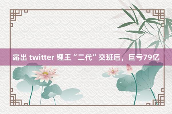 露出 twitter 锂王“二代”交班后，巨亏79亿