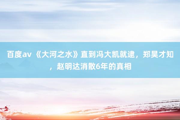 百度av 《大河之水》直到冯大凯就逮，郑昊才知，赵明达消散6年的真相