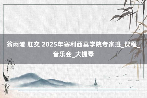 翁雨澄 肛交 2025年塞利西莫学院专家班_课程_音乐会_大提琴