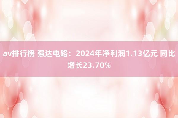 av排行榜 强达电路：2024年净利润1.13亿元 同比增长23.70%