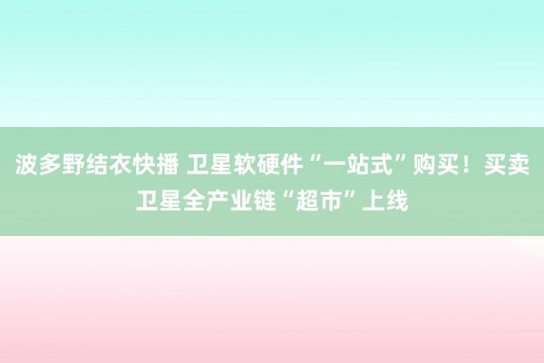 波多野结衣快播 卫星软硬件“一站式”购买！买卖卫星全产业链“超市”上线