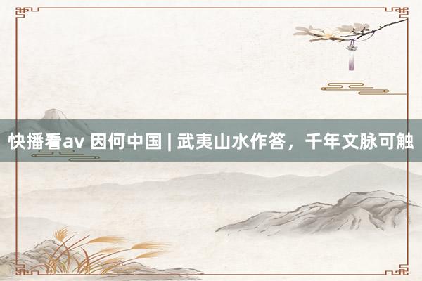 快播看av 因何中国 | 武夷山水作答，千年文脉可触