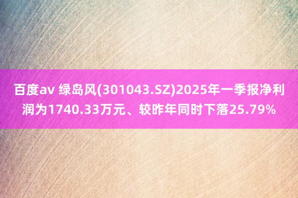 百度av 绿岛风(301043.SZ)2025年一季报净利润为1740.33万元、较昨年同时下落25.79%