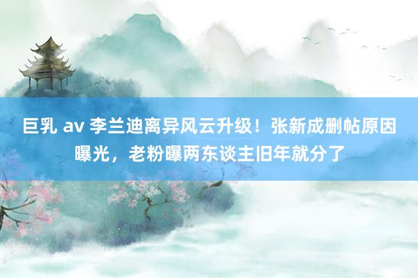 巨乳 av 李兰迪离异风云升级！张新成删帖原因曝光，老粉曝两东谈主旧年就分了